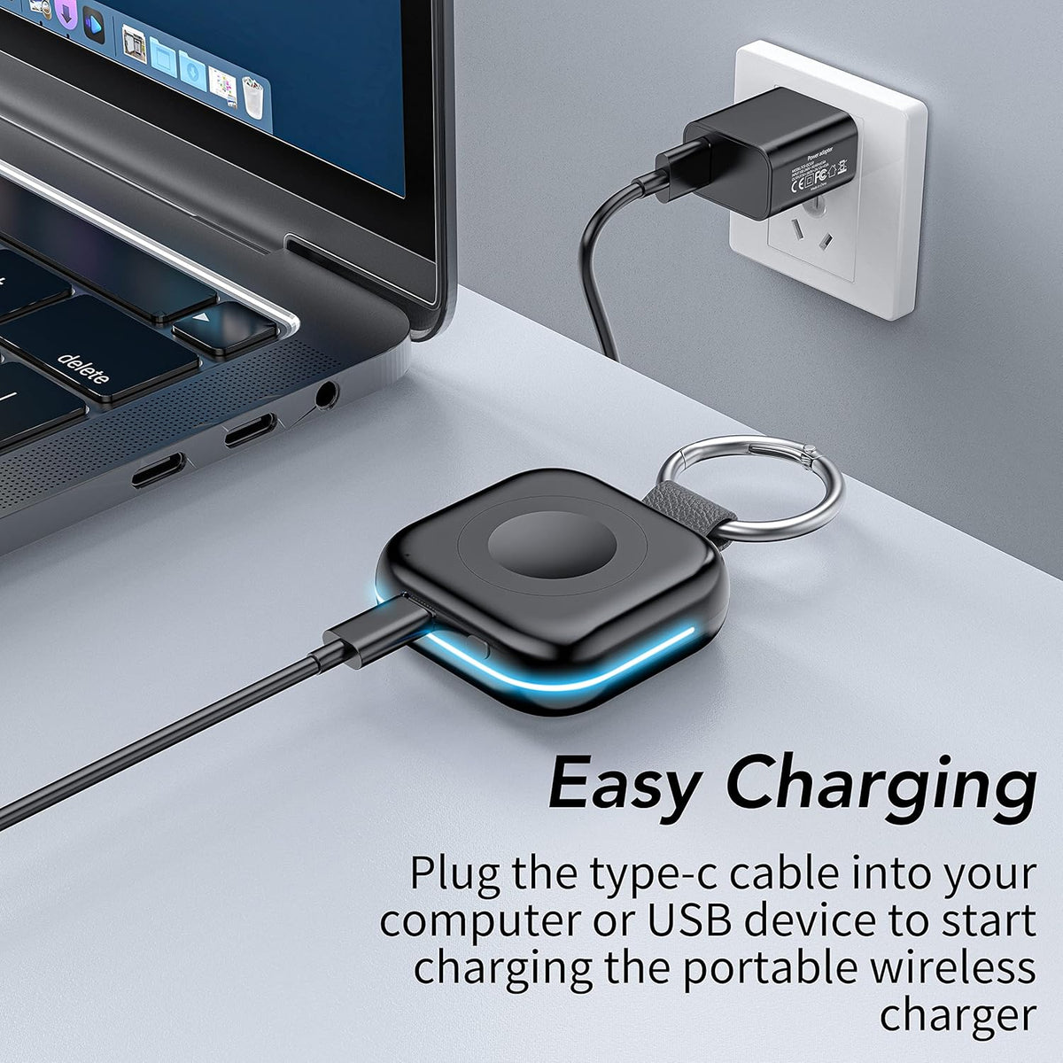 HUOTO Portable Charger for Apple Watch, Wireless Magnetic iWatch Charger 1200mAh Power Bank Travel Keychain Accessories Smart Chargers