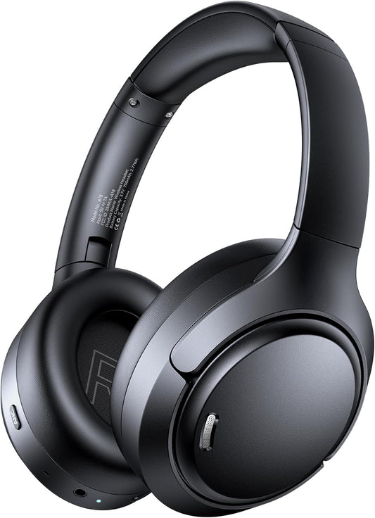 Hybrid Active Noise Cancelling Headphones Wireless, 120Hrs Playtime, 6 ENC Clear Mic, Over Ear Bluetooth Headphones