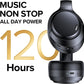 Hybrid Active Noise Cancelling Headphones Wireless, 120Hrs Playtime, 6 ENC Clear Mic, Over Ear Bluetooth Headphones