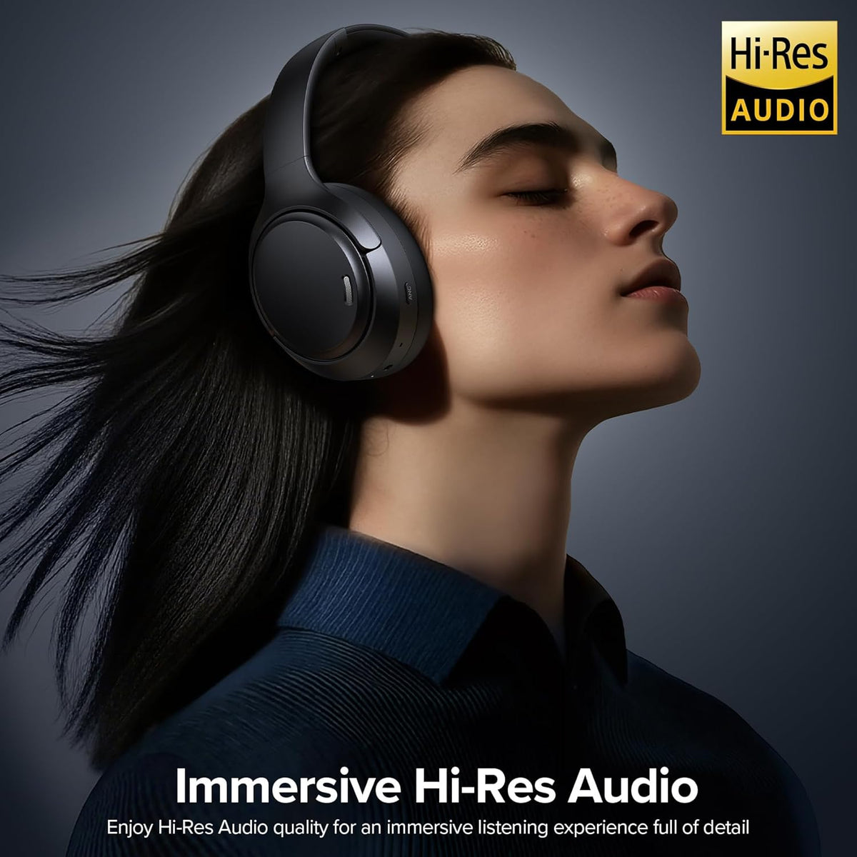 Hybrid Active Noise Cancelling Headphones Wireless, 120Hrs Playtime, 6 ENC Clear Mic, Over Ear Bluetooth Headphones