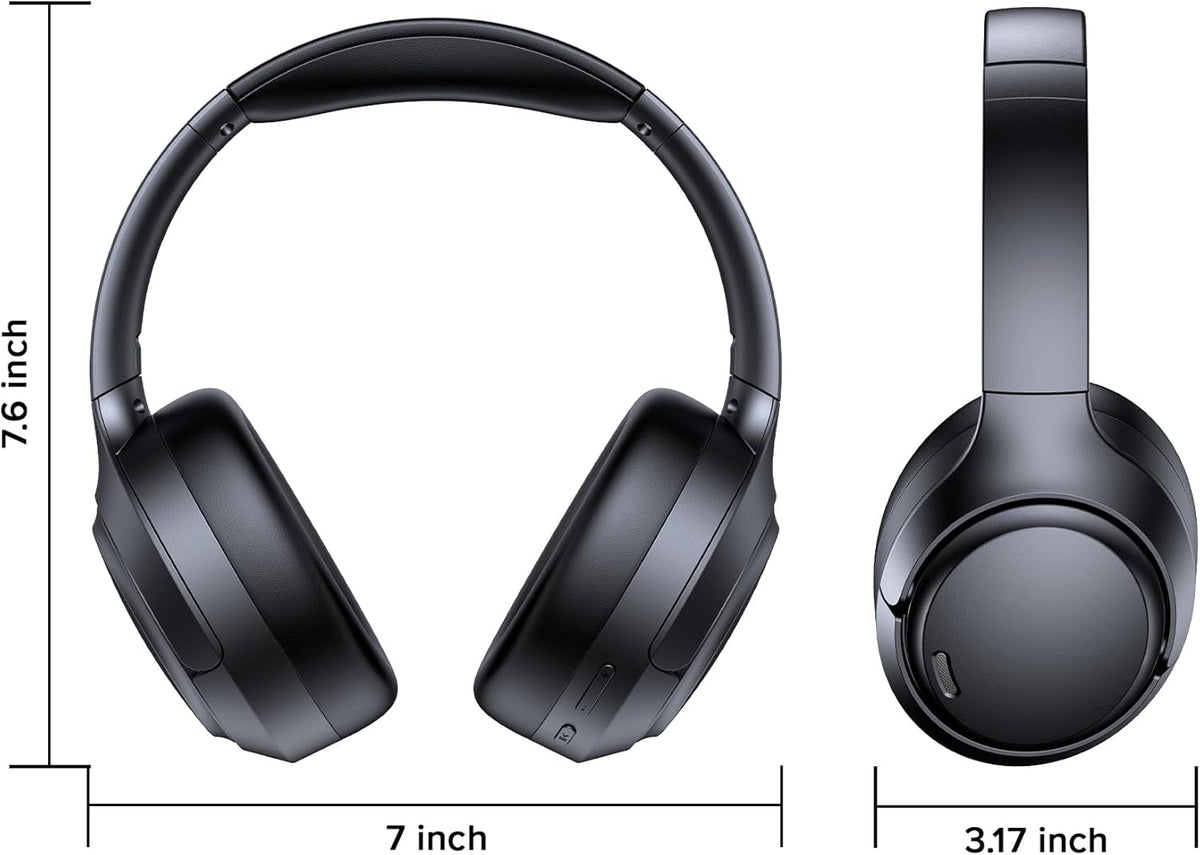 Hybrid Active Noise Cancelling Headphones Wireless, 120Hrs Playtime, 6 ENC Clear Mic, Over Ear Bluetooth Headphones