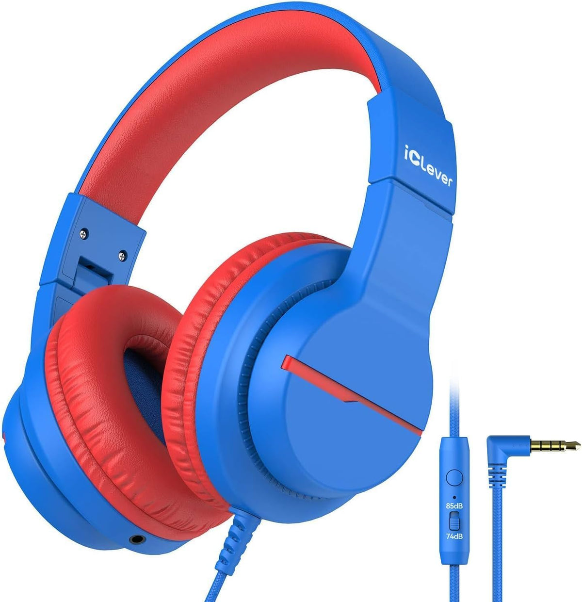 iClever Kids Headphones for School Travel, Safe Volume Limited, HD Mic Stereo Sound Over-Ear Girls Boys Headphones for Kid