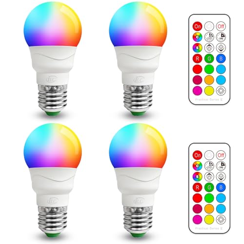 ILC RGB LED Color Changing Light Bulb, 40W Equivalent, 450LM, 2700K Warm White 5W E26 Screw Base RGBW, Flood Light Bulb- 12 Color Choices (4 Pack)
