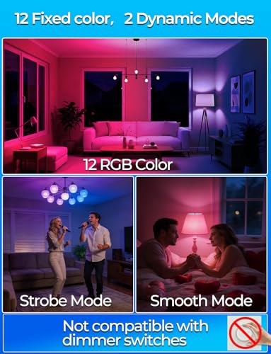 ILC RGB LED Color Changing Light Bulb, 40W Equivalent, 450LM, 2700K Warm White 5W E26 Screw Base RGBW, Flood Light Bulb- 12 Color Choices (4 Pack)