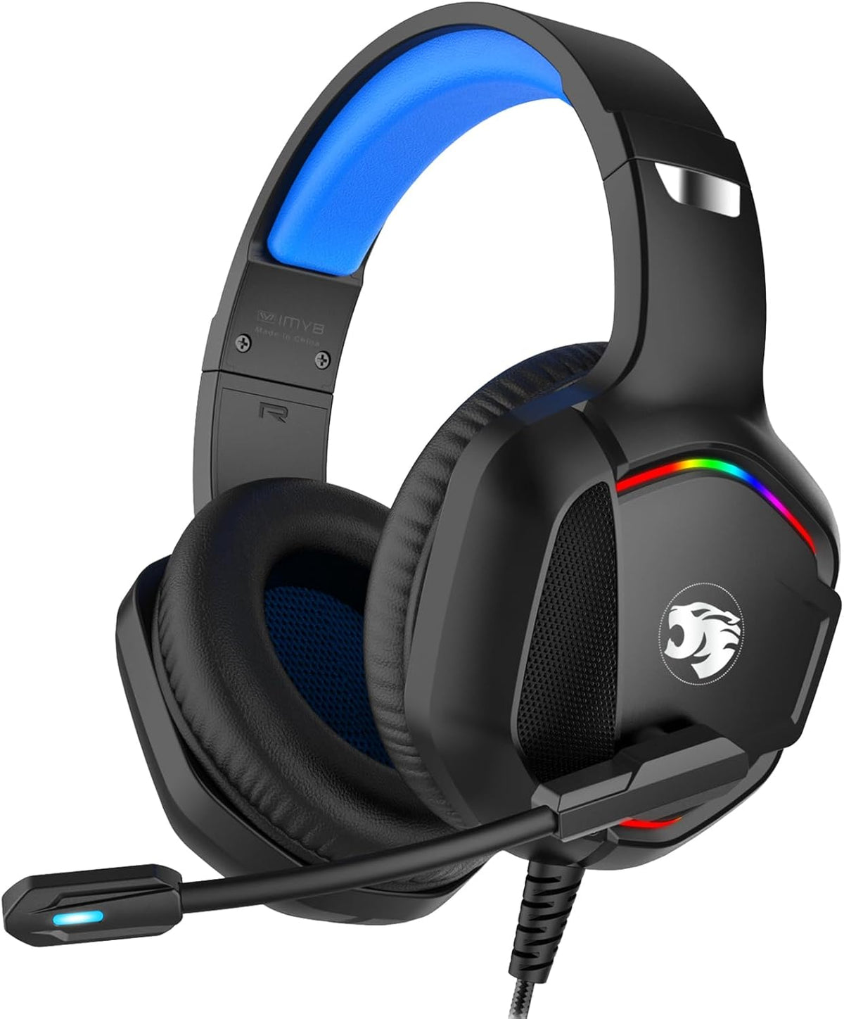 IMYB A36 Gaming Headset with Microphone for Pc, Xbox One Series X/s, Ps4, Ps5, Switch, Stereo Wired Noise Cancelling Over-Ear Headphones (Blue)