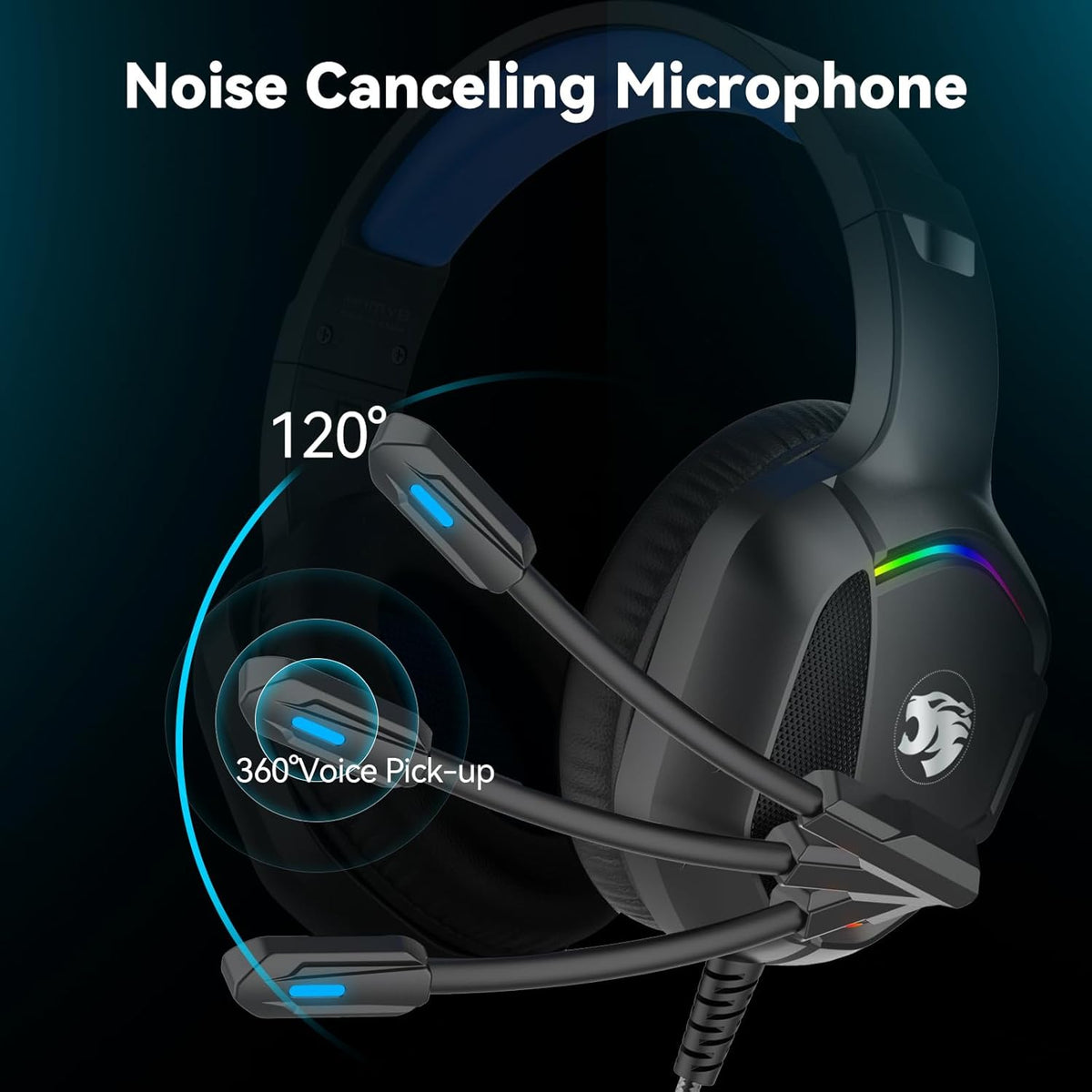 IMYB A36 Gaming Headset with Microphone for Pc, Xbox One Series X/s, Ps4, Ps5, Switch, Stereo Wired Noise Cancelling Over-Ear Headphones (Blue)