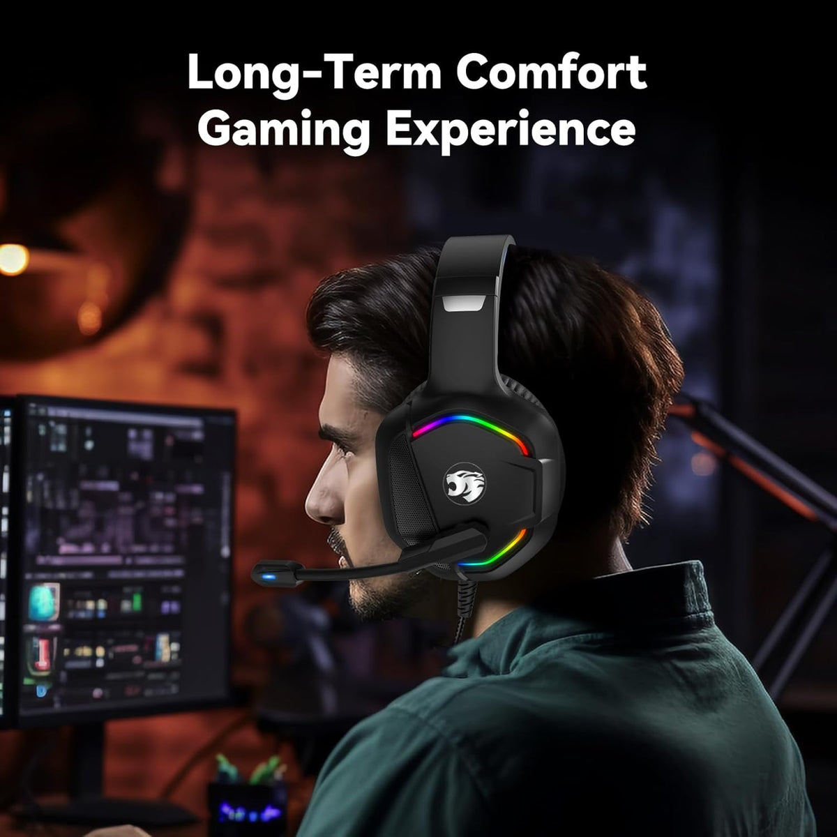 IMYB A36 Gaming Headset with Microphone for Pc, Xbox One Series X/s, Ps4, Ps5, Switch, Stereo Wired Noise Cancelling Over-Ear Headphones (Blue)