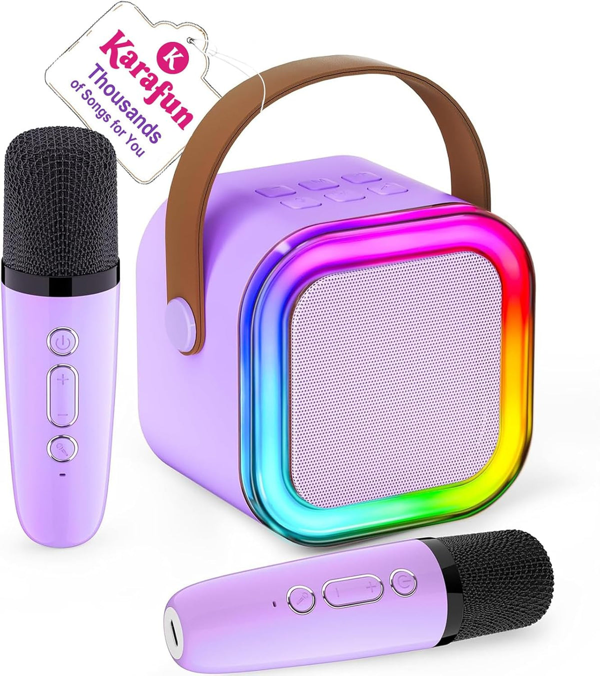 IROO Mini Karaoke Machine for Kids, 5, 6, 7, 8, 9, 10, 12+ Years Old, Portable MP3 Player with 2 Wireless Mics for Party