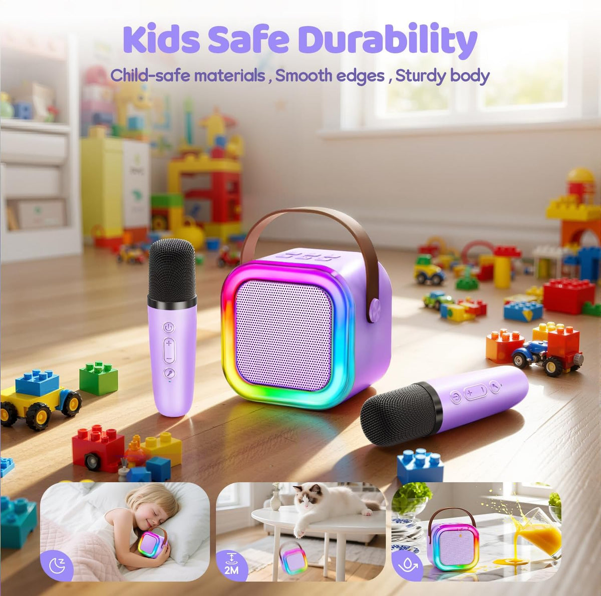 IROO Mini Karaoke Machine for Kids, 5, 6, 7, 8, 9, 10, 12+ Years Old, Portable MP3 Player with 2 Wireless Mics for Party