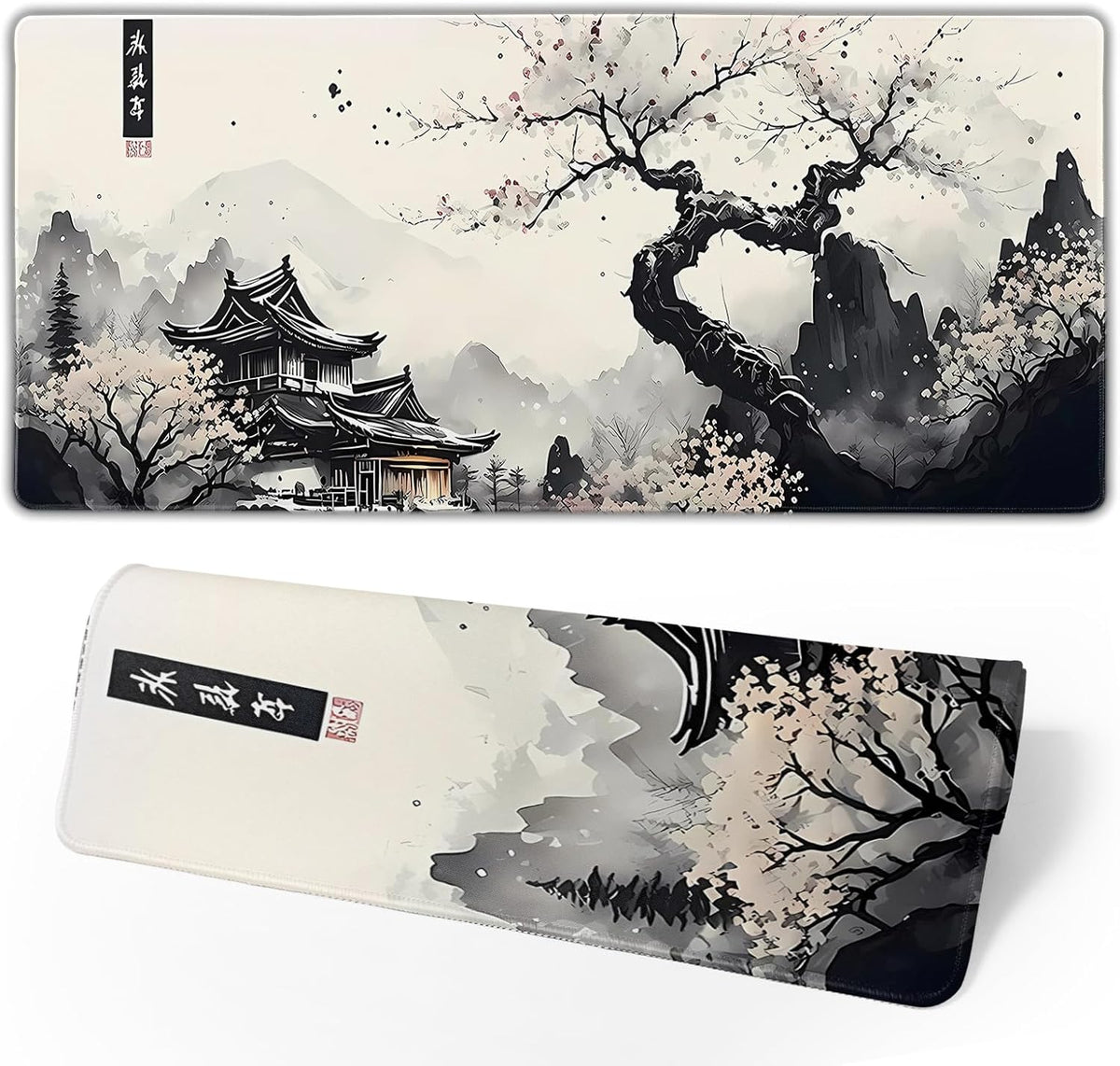 Japanese Mouse Pad, Large Japanese Desk Mat, XL Anime Gaming Keyboard Mat, Non-Slip Rubber Base, Big Extended Desk Protector for Home Office