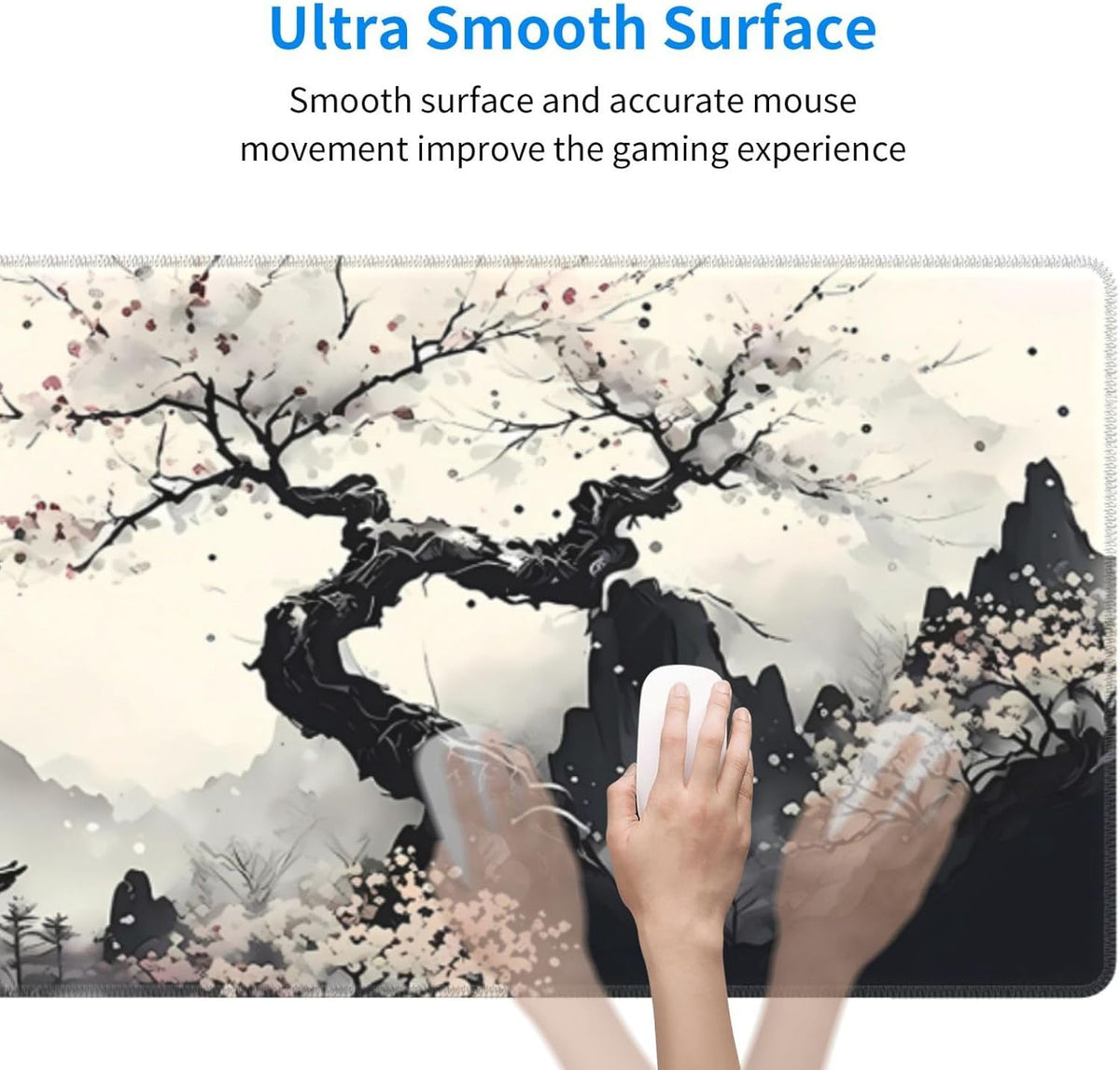 Japanese Mouse Pad, Large Japanese Desk Mat, XL Anime Gaming Keyboard Mat, Non-Slip Rubber Base, Big Extended Desk Protector for Home Office
