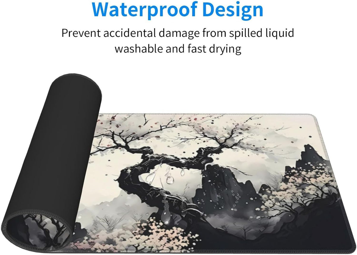 Japanese Mouse Pad, Large Japanese Desk Mat, XL Anime Gaming Keyboard Mat, Non-Slip Rubber Base, Big Extended Desk Protector for Home Office