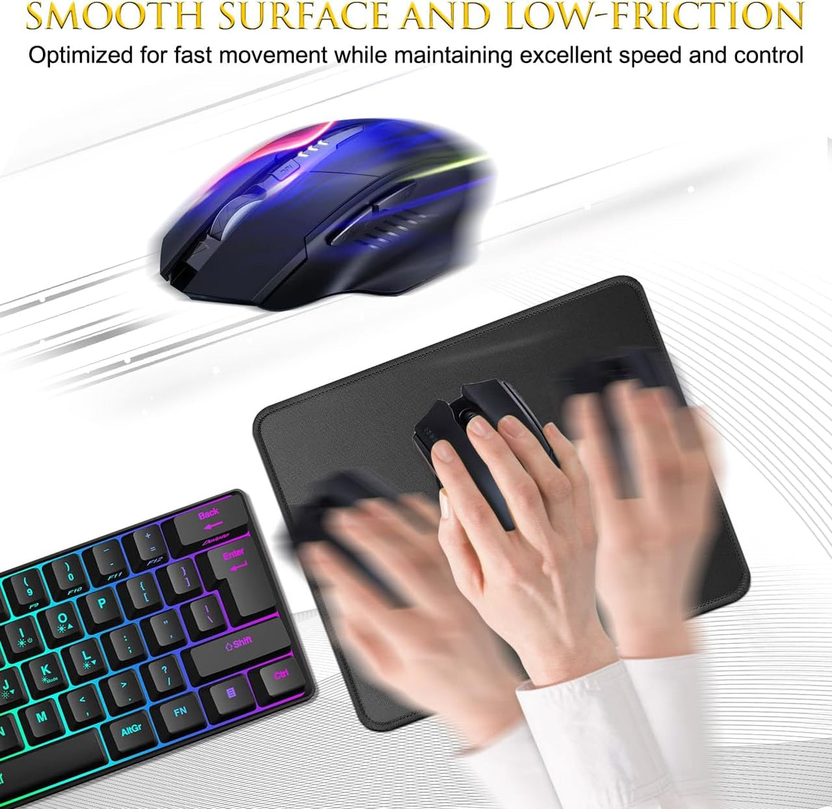 JIKIOU 3 Pack Mouse Pad with Stitched Edge, Comfortable Mouse Pads with Non-Slip Rubber Base, Washable Mousepads Bulk with Comfortable Cloth