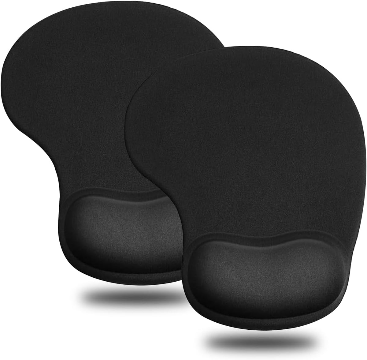JIKIOU Mouse Pad, 2 Pack Ergonomic Mouse Pads with Comfortable Gel Wrist Rest Support and Smooth Cloth, Non-Slip PU Base