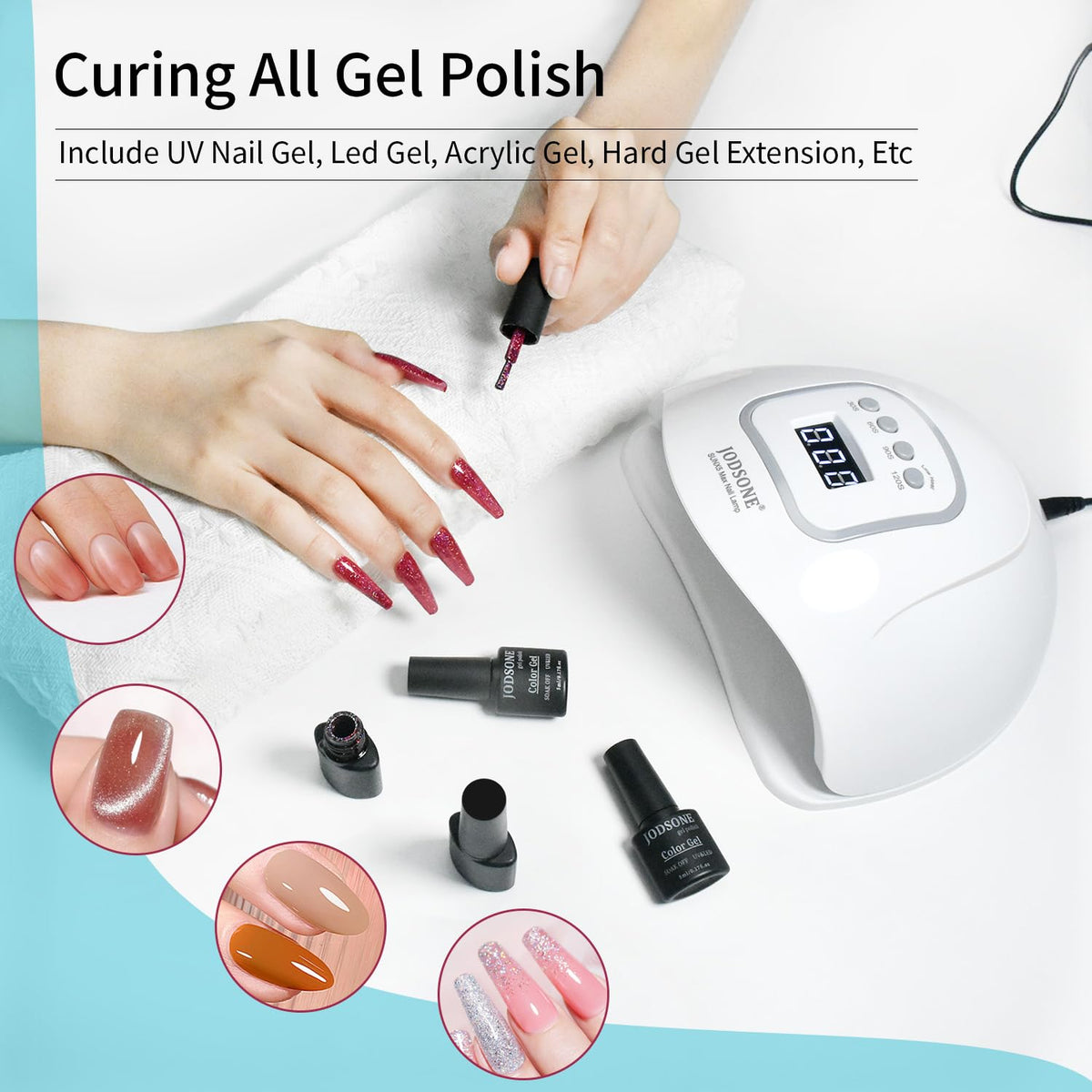 JODSONE U V LED Nail Lamp, Nail Dryer for Gel Polish, Led Light with Automatic Sensor & 4 Timers