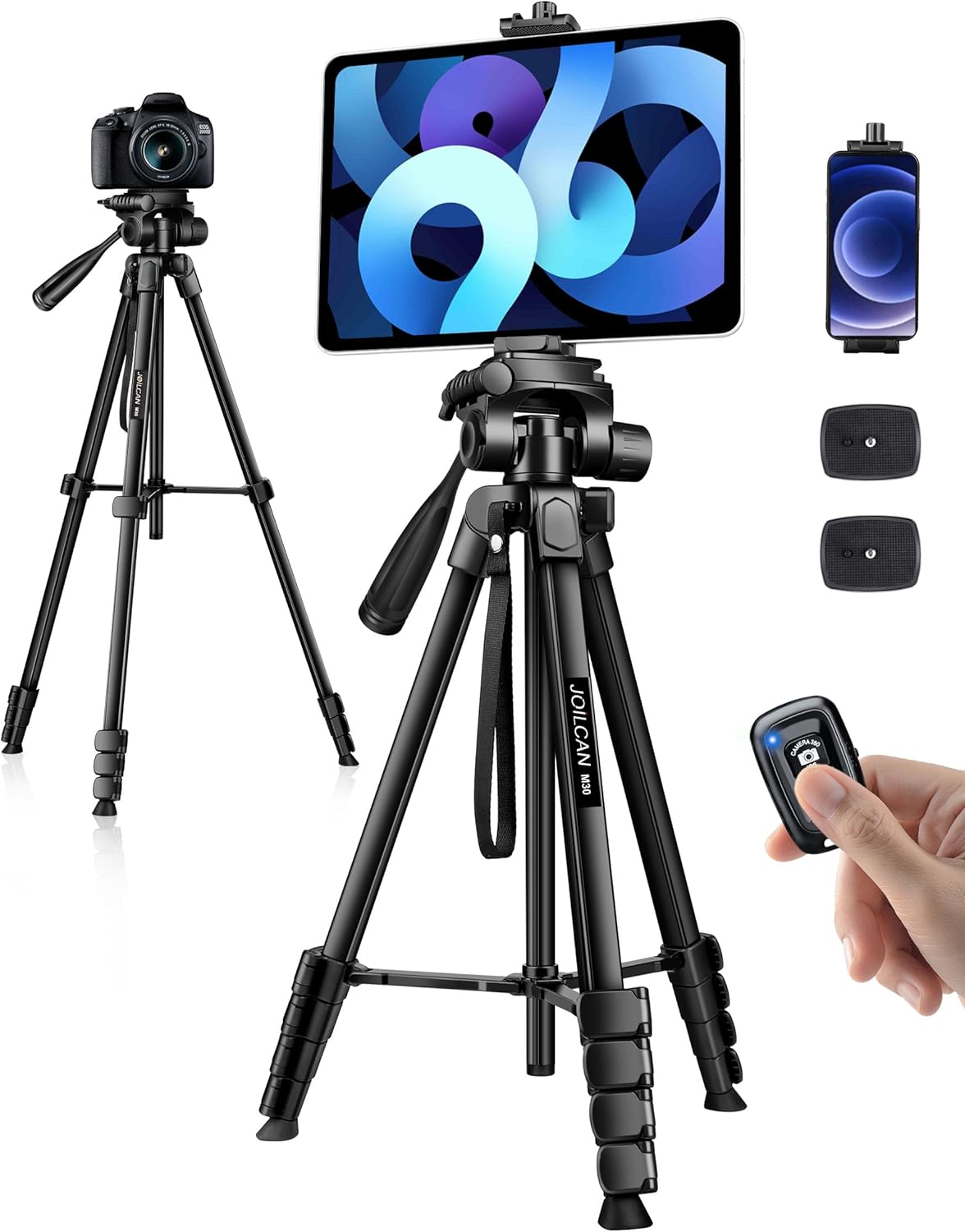JOILCAN Phone Tripod Stand, 68" Tripod for iPad iPhone Tablet with Remote Universal Holder Carry Bag, Travel Aluminum Tripod