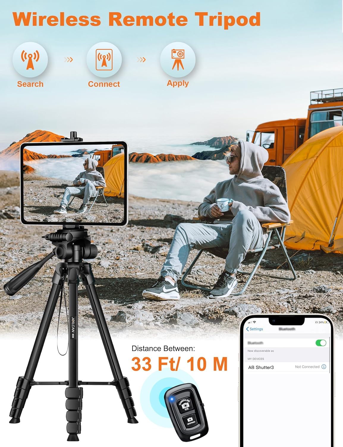 JOILCAN Phone Tripod Stand, 68" Tripod for iPad iPhone Tablet with Remote Universal Holder Carry Bag, Travel Aluminum Tripod