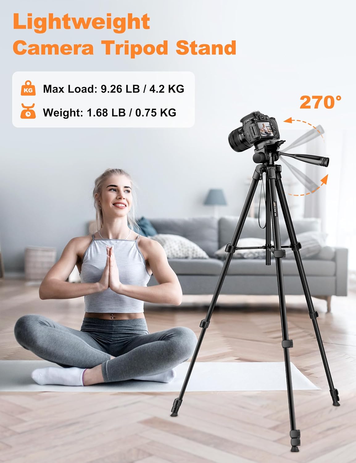 JOILCAN Phone Tripod Stand, 68" Tripod for iPad iPhone Tablet with Remote Universal Holder Carry Bag, Travel Aluminum Tripod