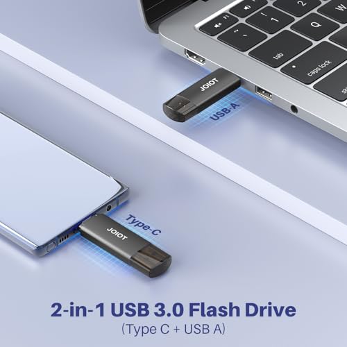 JOIOT 128GB USB C Flash Drive Dual USB 3.0 Flash Drive Type C + USB A Portable Type-C Flash Drive 2-in-1 USB-C Thumb Drive