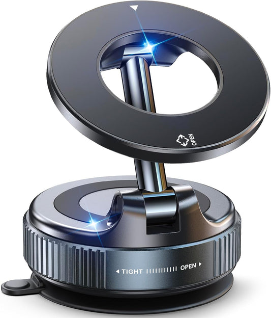 Jononser Magnetic Suction Cup Phone Mount for Magsafe, 360° Adjustable Magnetic Car Phone Holder, Pocket Size Foldable Car Mount, Cell Phone Holders