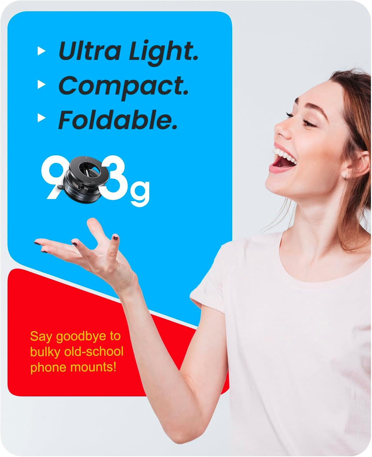 Jononser Magnetic Suction Cup Phone Mount for Magsafe, 360° Adjustable Magnetic Car Phone Holder, Pocket Size Foldable Car Mount, Cell Phone Holders