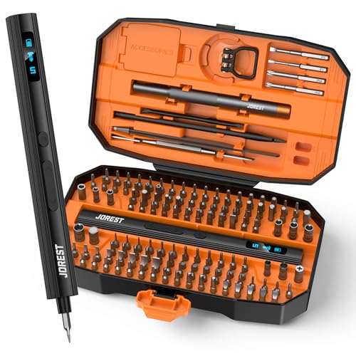 JOREST 155 in 1 Mini Electric Screwdriver Cordless, Precision Power Screwdriver Set, 5 Torque Levels (Max 0.75N.m), Magnetic Repair Tool Kit