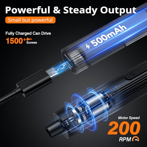 JOREST 155 in 1 Mini Electric Screwdriver Cordless, Precision Power Screwdriver Set, 5 Torque Levels (Max 0.75N.m), Magnetic Repair Tool Kit