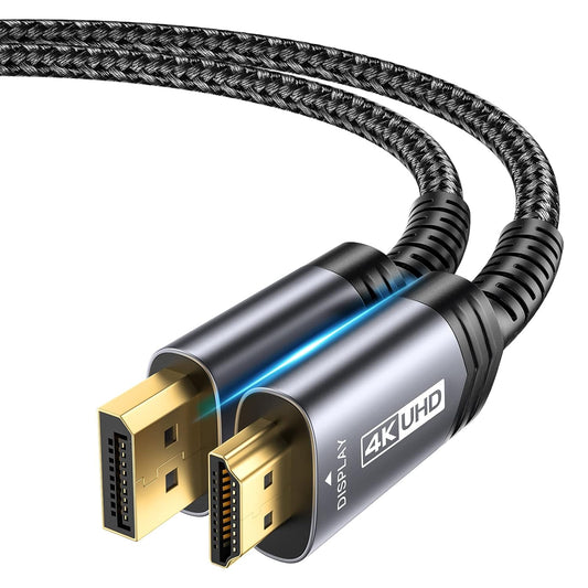 JSAUX 4K DisplayPort to HDMI Cable Adapter 10FT, DP to HDMI Male Video UHD 4K@30Hz/2K@60/1080P@120 Nylon DP to HDTV Uni-Directional Cord for Dell