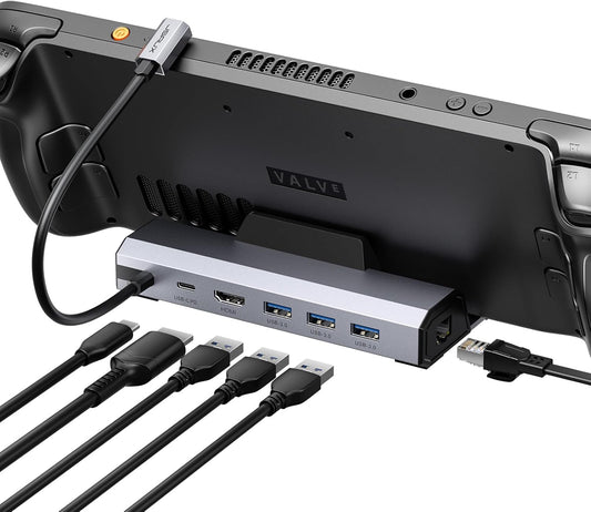 JSAUX Upgraded Docking Station 4K@120Hz for Steam Deck OLED/ROG Ally X/Legion Go (S)/MSi Claw, 6-in-1 Steam Deck Dock with HDMI 2.1, Gigabit Ethernet