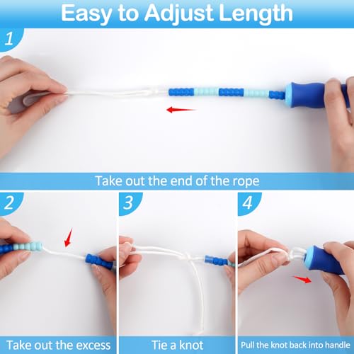 Jump Rope for Kids, Adjustable Jump Ropes for 4 5 6 7 8 10 12, Tangle Free Jumping Rope Age 8-12, Segmented Soft Beaded Skipping Rope