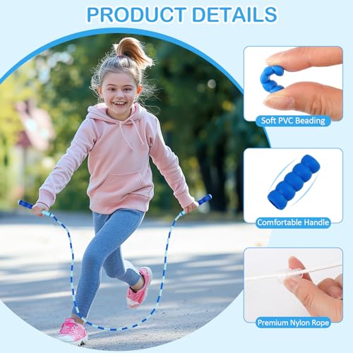 Jump Rope for Kids, Adjustable Jump Ropes for 4 5 6 7 8 10 12, Tangle Free Jumping Rope Age 8-12, Segmented Soft Beaded Skipping Rope