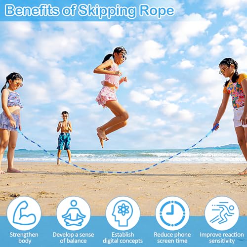 Jump Rope for Kids, Adjustable Jump Ropes for 4 5 6 7 8 10 12, Tangle Free Jumping Rope Age 8-12, Segmented Soft Beaded Skipping Rope