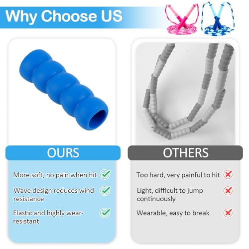 Jump Rope for Kids, Adjustable Jump Ropes for 4 5 6 7 8 10 12, Tangle Free Jumping Rope Age 8-12, Segmented Soft Beaded Skipping Rope