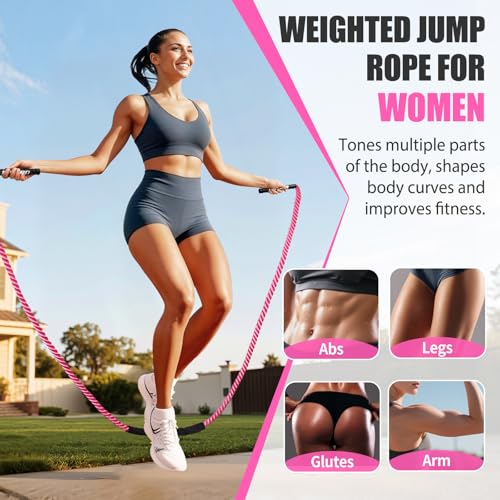 Jump Rope, Weighted Jump Rope for Women, Heavy Jump Ropes for Fitness, Home Gym Exercise Equipment, Adult Skipping Rope for Improve Strength