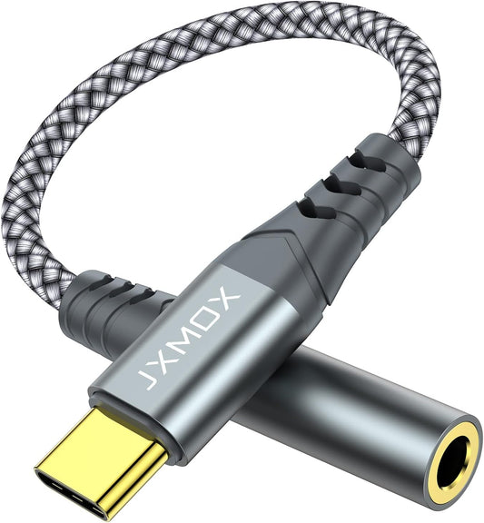 JXMOX USB Type C to 3.5mm Female Headphone Jack Adapter, USB C to Aux Audio Dongle Cable Cord Compatible with iPhone 17 Air 16 15 Pro Max