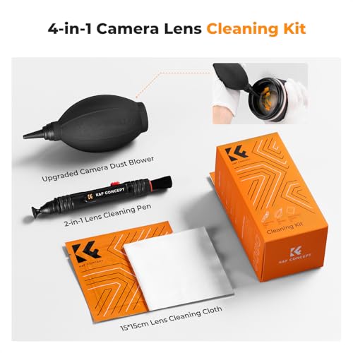 K&F CONCEPT 4-in-1 Camera Lens Cleaning Kit with Lens Cleaning Pen, Camera Air Blower, Microfiber Cleaning Cloth, Lens Cleaner Kit
