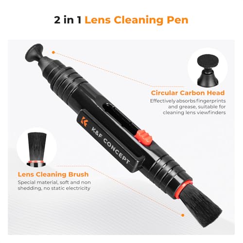 K&F CONCEPT 4-in-1 Camera Lens Cleaning Kit with Lens Cleaning Pen, Camera Air Blower, Microfiber Cleaning Cloth, Lens Cleaner Kit