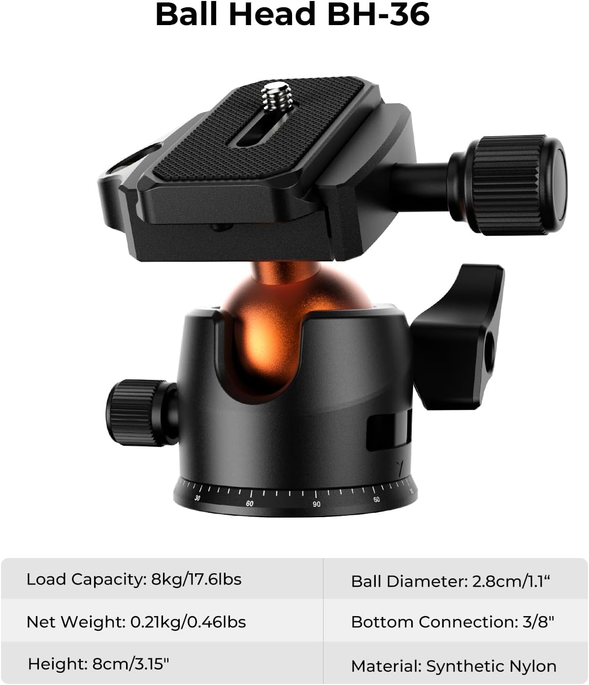 K&F CONCEPT 64 inch/163 cm Camera Tripod, Lightweight Travel Outdoor DSLR Tripods with 360 Degree Ball Head Load Capacity 17.6 lbs/8 kg