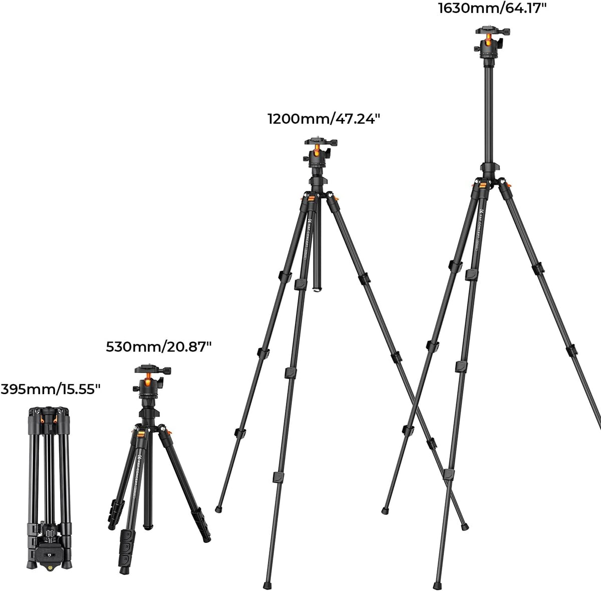 K&F CONCEPT 64 inch/163 cm Camera Tripod, Lightweight Travel Outdoor DSLR Tripods with 360 Degree Ball Head Load Capacity 17.6 lbs/8 kg