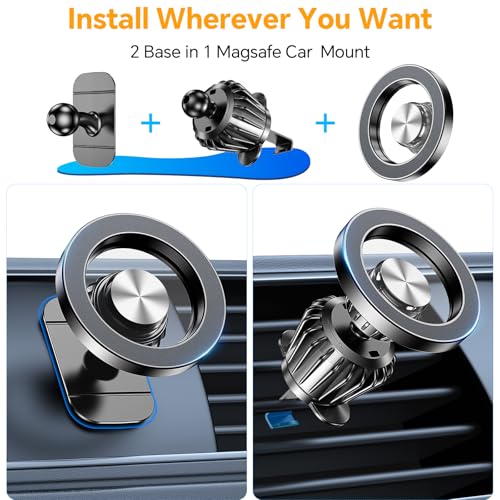 Kaistyle for Magsafe Car Mount, 20 Strong Magnets, Magnetic Phone Holder for Car Phone Holder Mount Dash Mounted Holders Cell Phone Holders