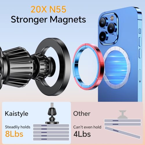 Kaistyle for Magsafe Car Mount, 20 Strong Magnets, Magnetic Phone Holder for Car Phone Holder Mount Dash Mounted Holders Cell Phone Holders