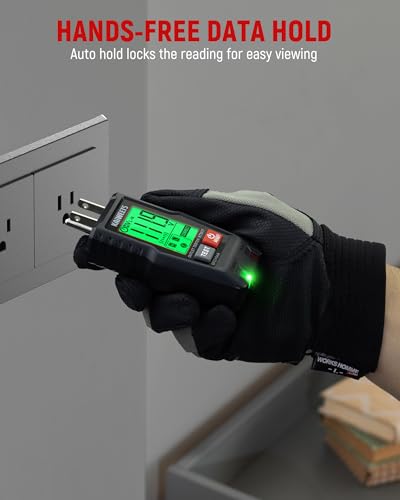 KAIWEETS GFCI Outlet Tester with LCD Display, 3-Prong Receptacle Wiring Detector, Voltage Socket Checker, Auto Hold, Electrical Diagnostic Tool
