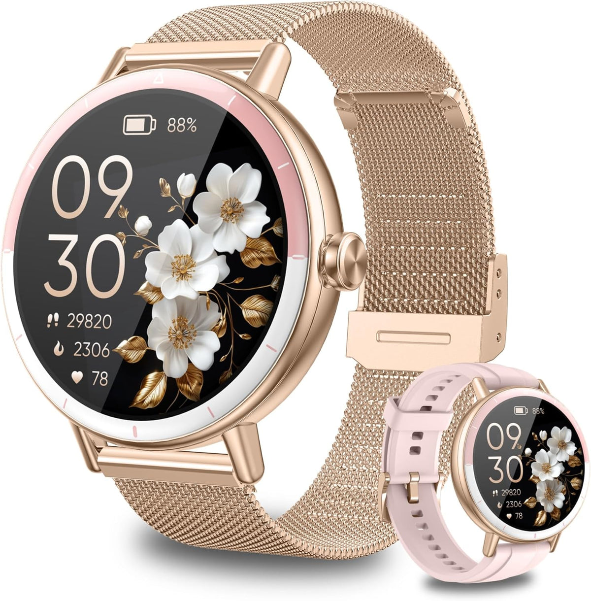KEEPONFIT Smart Watch for Women, Android & iPhone Compatible, IP68 Waterproof Fitness Tracker with Bluetooth Calling, Activity & Wellness Tracking