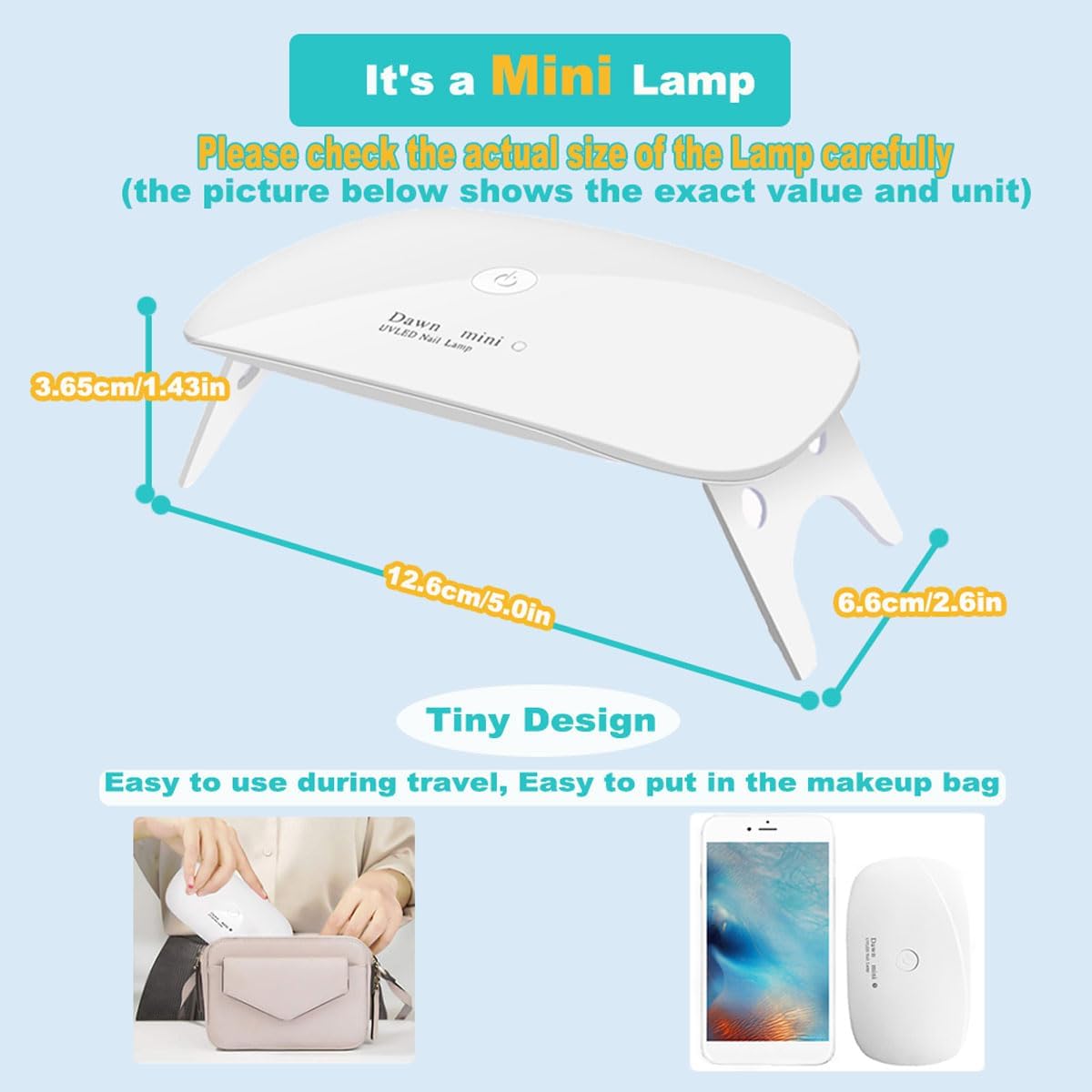 Kepma UV LED Nail Dryer Mini lamp Portable Curing Light for Gel Nail Polish,6w(White)