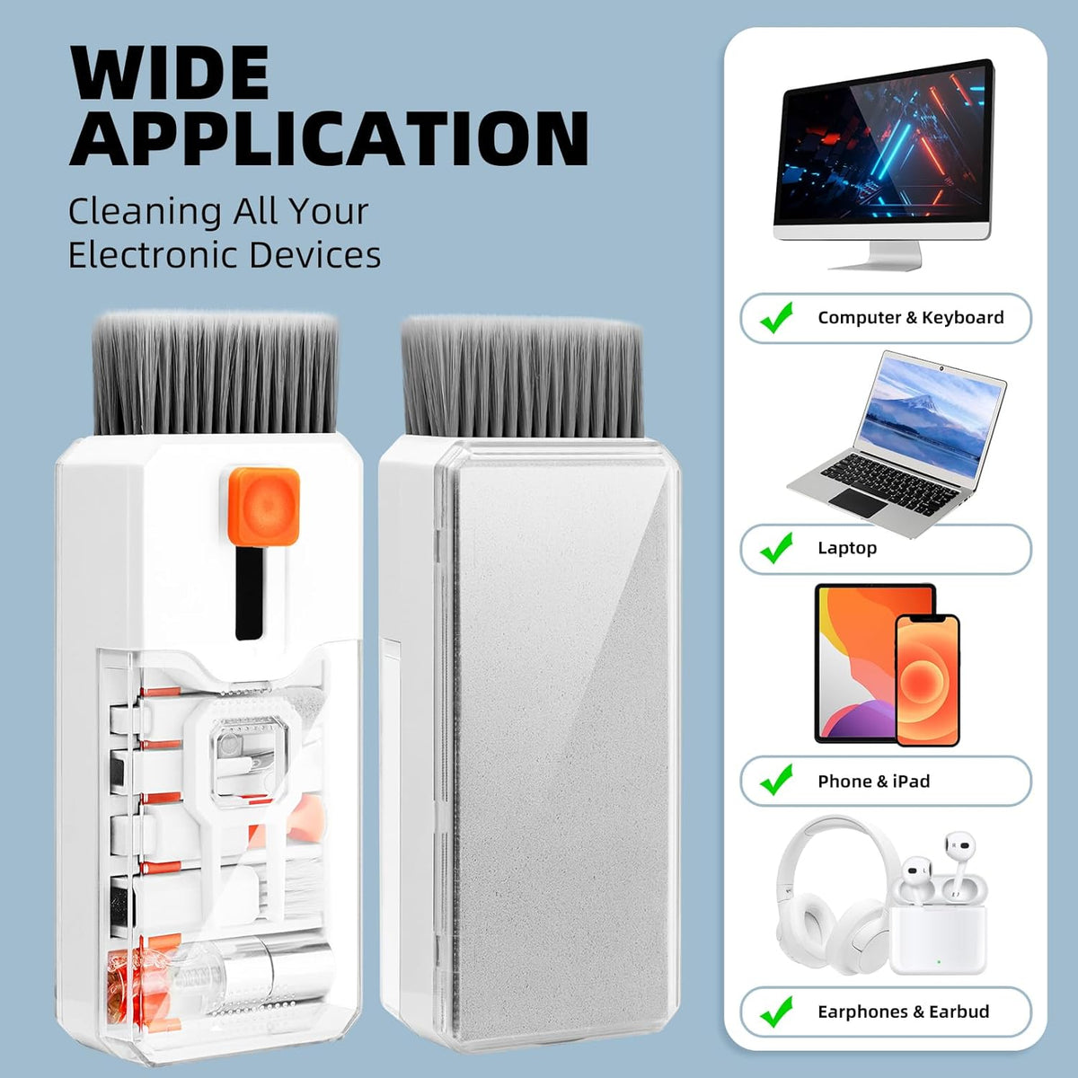 Keyboard Cleaning Kit Laptop Cleaner, 10-in-1 Computer Screen Cleaning Brush Tool, Multi-Function PC Electronic Cleaner Kit Spray for iPad iPhone Pro
