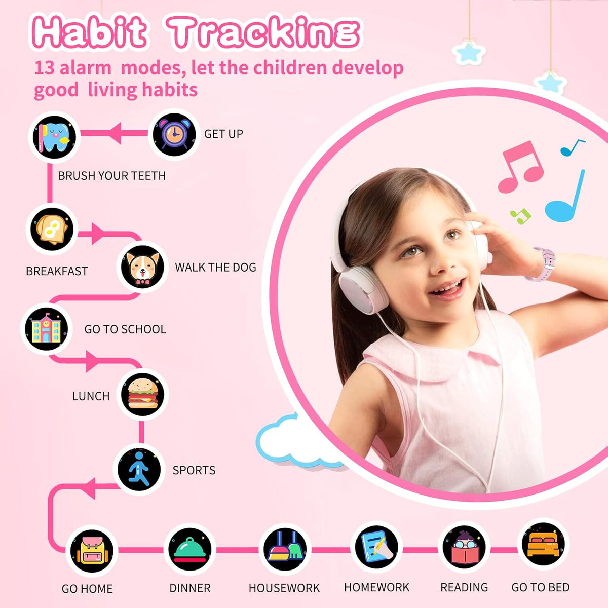 Kids Smart Watch Gift for Girls Age 5-12, 39 Games HD Touch Screen Watches