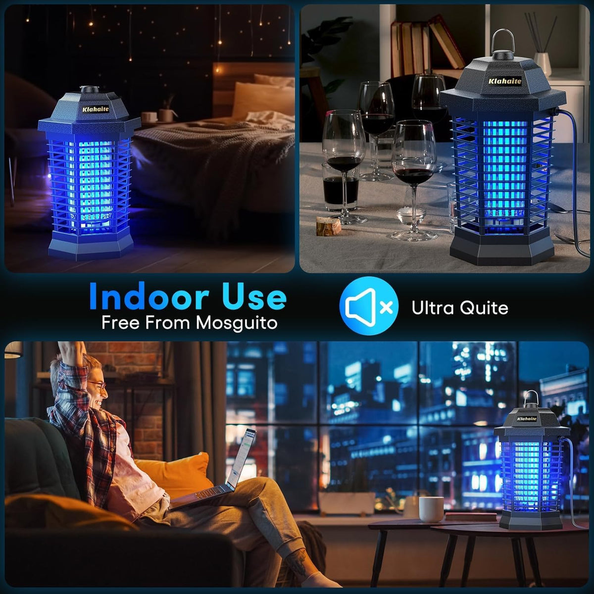 Klahaite Bug Zapper Outdoor, Electric Mosquito Zapper, Fly Zapper Indoor Fly Traps, Mosquito Repellent Outdoor Patio and Backyard Covers 1/2 Acre