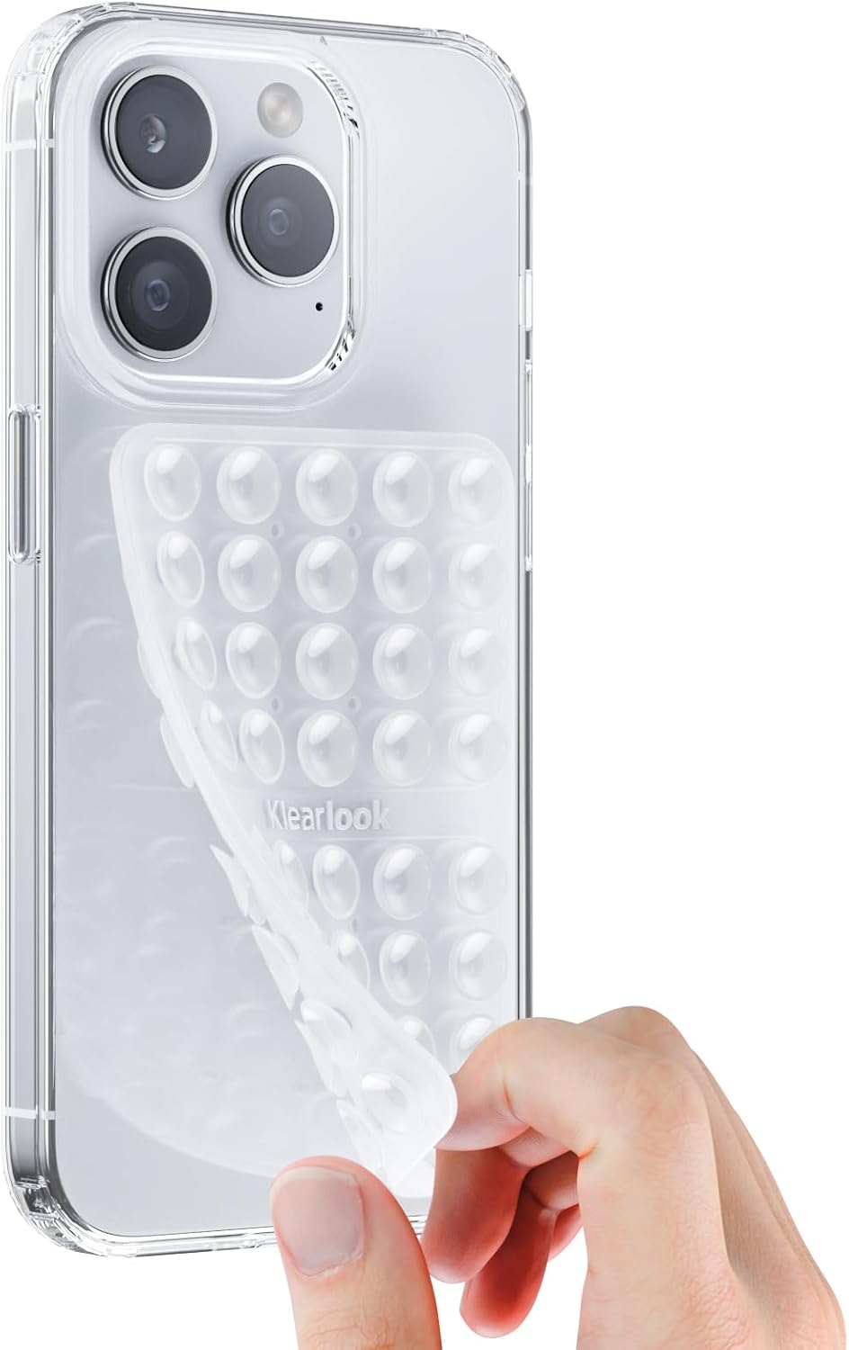 Klearlook Silicone Suction Cup Phone Case Mount Double Sided, Sticky Phone Grip with Higher Suction Power for Cell Phone (Transparent)