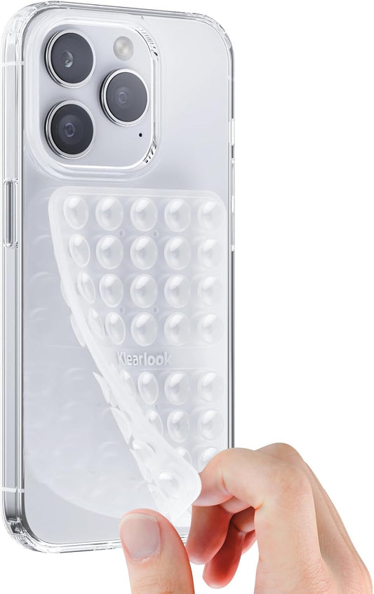 Klearlook Silicone Suction Cup Phone Case Mount Double Sided, Sticky Phone Grip with Higher Suction Power for Cell Phone (Transparent)