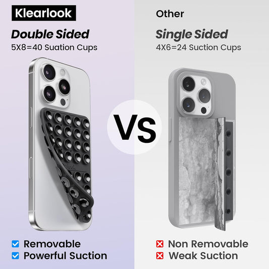 Klearlook Silicone Suction Cup Phone Case Mount Double Sided, Sticky Phone Grip with Higher Suction Power for Cell Phone (Transparent)